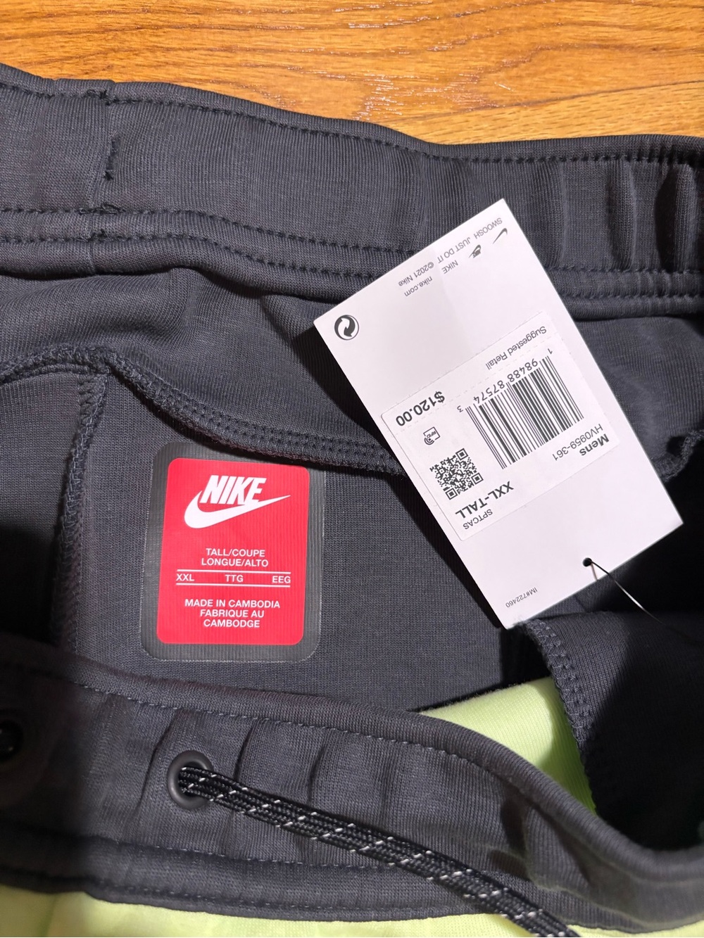 Nike Tech Fleece Tapered Jogger Sweatpants gray lime green men’s sz XXL-tall new - Picture 5 of 8